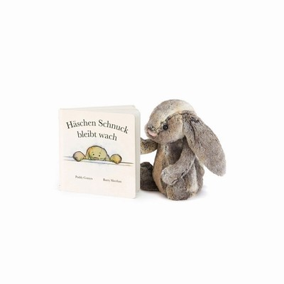 Jellycat Haschen Schnuck Bleibt Wach Buch & Bashful Cottontail Bunny Medium USA | 16473OMUV